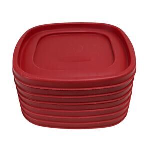 Lot Of 6 Rubbermaid Tops #7J64 ~Lids Only~ Red Stackable 6.5” x 6.5” - Square